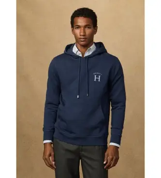 per uomo HM5800060 Felpa con cappuccio e logo blu navy dalla vestibilità classica (L), Casual, Cotone