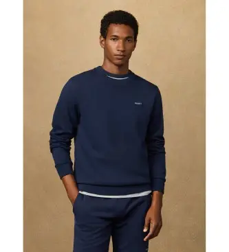 per uomo HM5800089 Felpa girocollo con logo blu navy (L), Casual, Cotone, Manica lunga