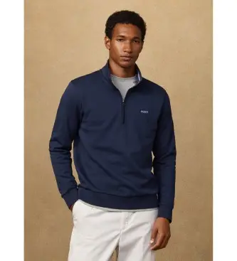 per uomo HM5800090 Felpa con zip a un quarto con logo Mairno (L), Casual, Cotone, Navy