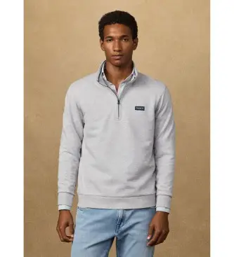 per uomo HM5800090 Felpa grigia con logo e cerniera a un quarto (L), Casual, Grigio, Cotone