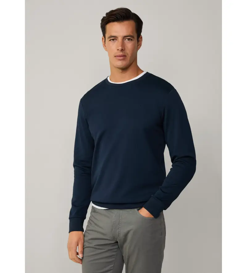 per uomo HM581165 Felpa blu navy dalla vestibilità classica (XL), Casual, Cotone, Manica lunga