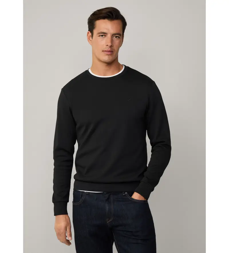 per uomo HM581165 Felpa nera dalla vestibilità classica (XL), Nero, Casual, Cotone, Manica lunga