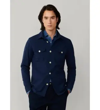 per uomo HM6000024 Camicia-giallo in seersucker blu navy (XXL), Casual, Cotone, Manica lunga