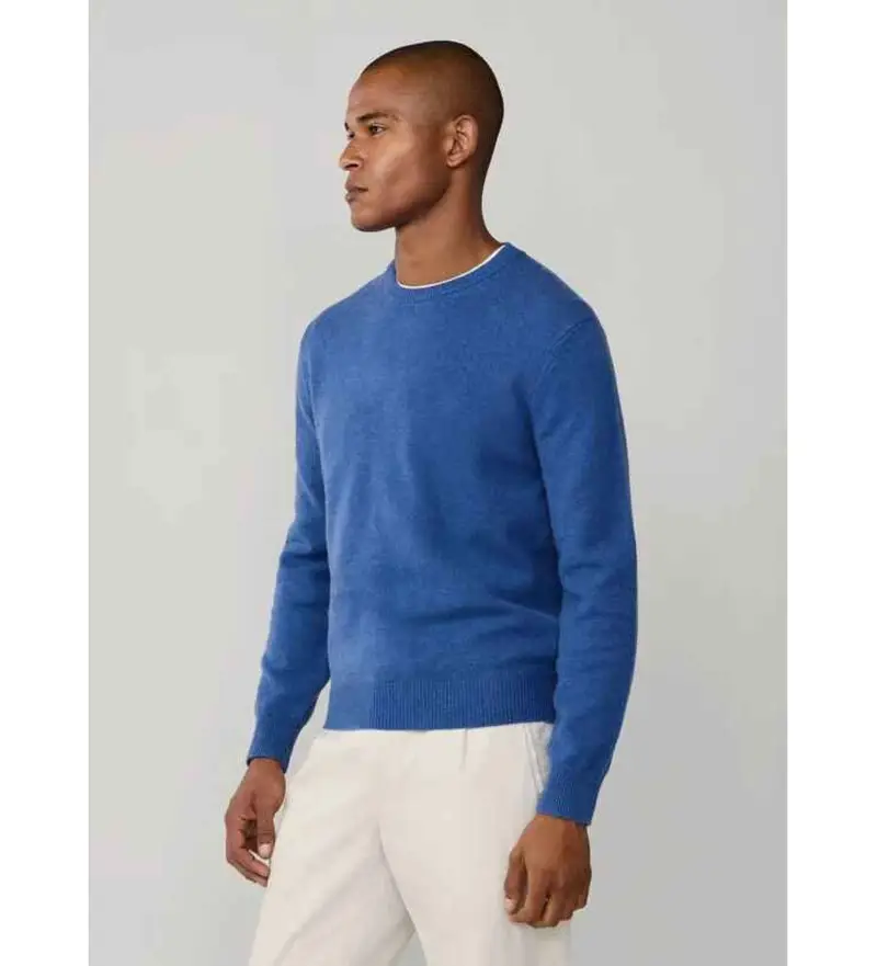 per uomo HM7000075 Maglione di lana blu semplice (M), Casual