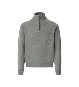 per uomo HM7000078 Maglione in lana d'agnello Hzip grigio (L), Casual