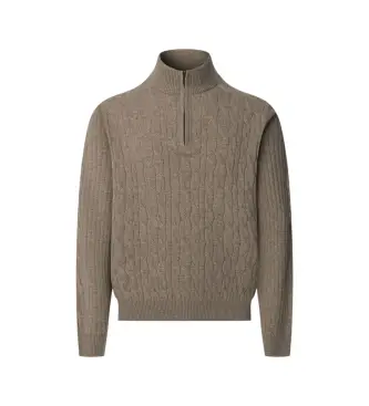 per uomo HM7000080 Maglione color talpa in lana d'agnello Cable Hzip (XL), Cotone, Classico, Taupe