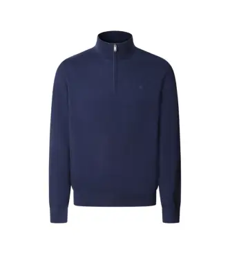 per uomo HM7000117 Maglia con zip Essential blu navy (S), Casual, Cotone