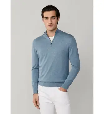 per uomo HM7000137 maglione blu con cerniera a un quarto (L), Casual, Cotone, Manica lunga