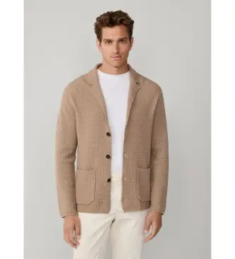 per uomo HM7000164 Giacca in morbida maglia beige (L), Casual, Cotone, Lana, Cotone biologico