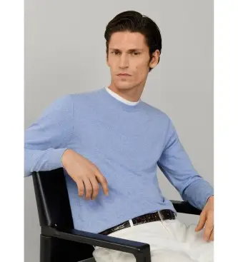 per uomo HM7000171 Maglione di lino blu (L), Casual, Cotone