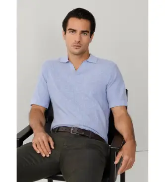 per uomo HM7000180 Polo Riviera Knit SS blu (L), Casual, Cotone, Manica corta
