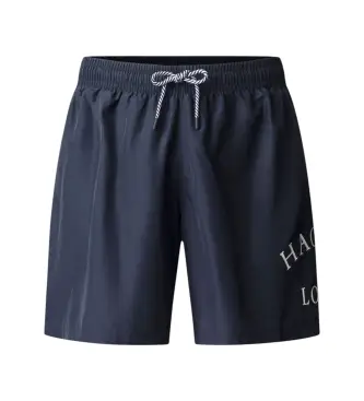 per uomo HMB100015 pantaloncini da bagno blu navy con logo HTG (L), Beachwear, Poliestere