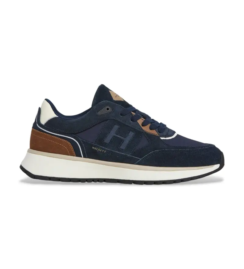 per uomo HMS200031 Sneakers in pelle blu navy Otto Run (45), Basso, 1 a 3 cm, Stringhe, Casual