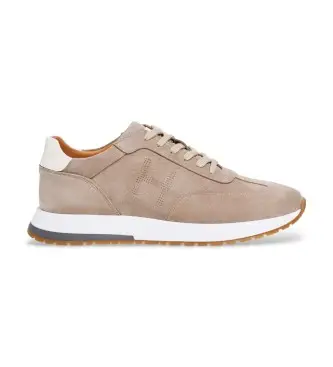 per uomo HMS200099 Sneakers Rapid Chad in pelle beige (42), Basso, Camoscio, Stringhe, Casual Marrone