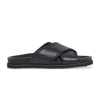 per uomo HMS21474 Sandali Mikonos Crossover in pelle nera (40), Nero, Basso, Nessuno, Casual