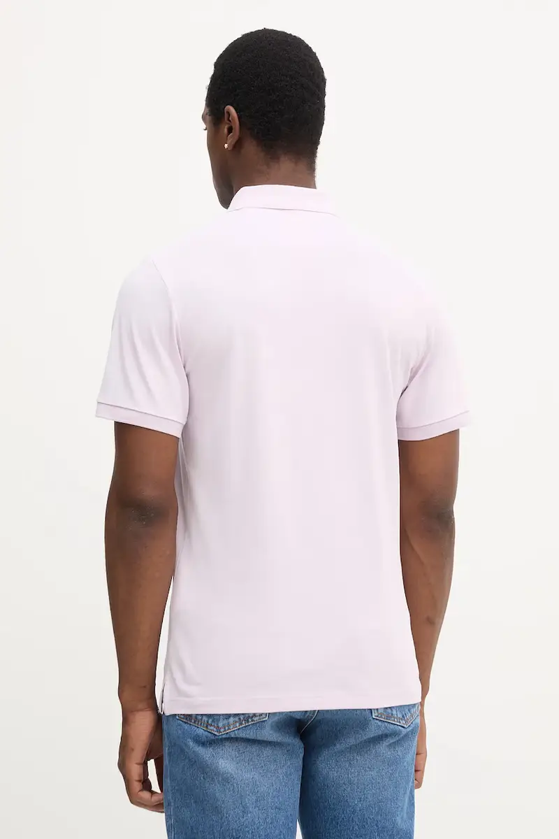 polo in cotone colore blu HM563426 Violetto miniatura 3