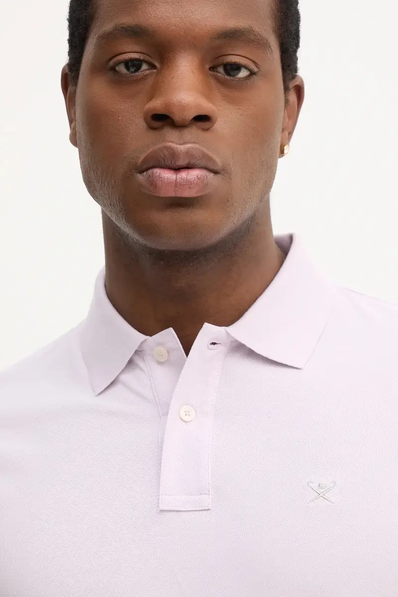 polo in cotone colore blu HM563426 Violetto miniatura 4