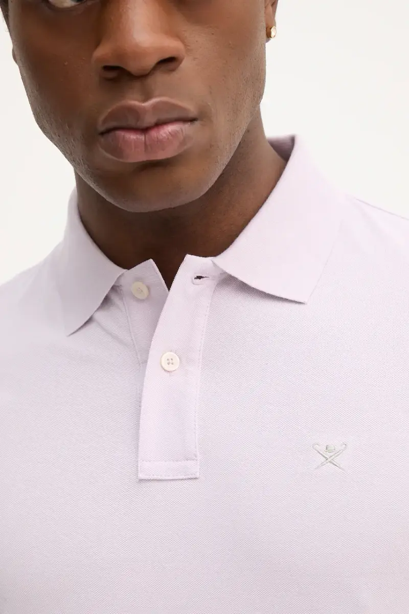 polo in cotone colore blu HM563426 Violetto miniatura 5