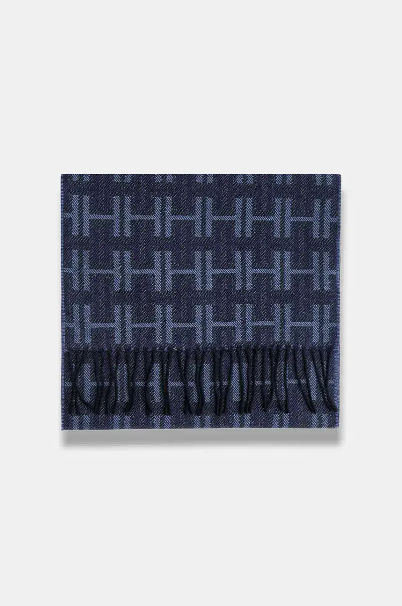 sciarpa in lana colore blu navy HM0400023 miniatura 2