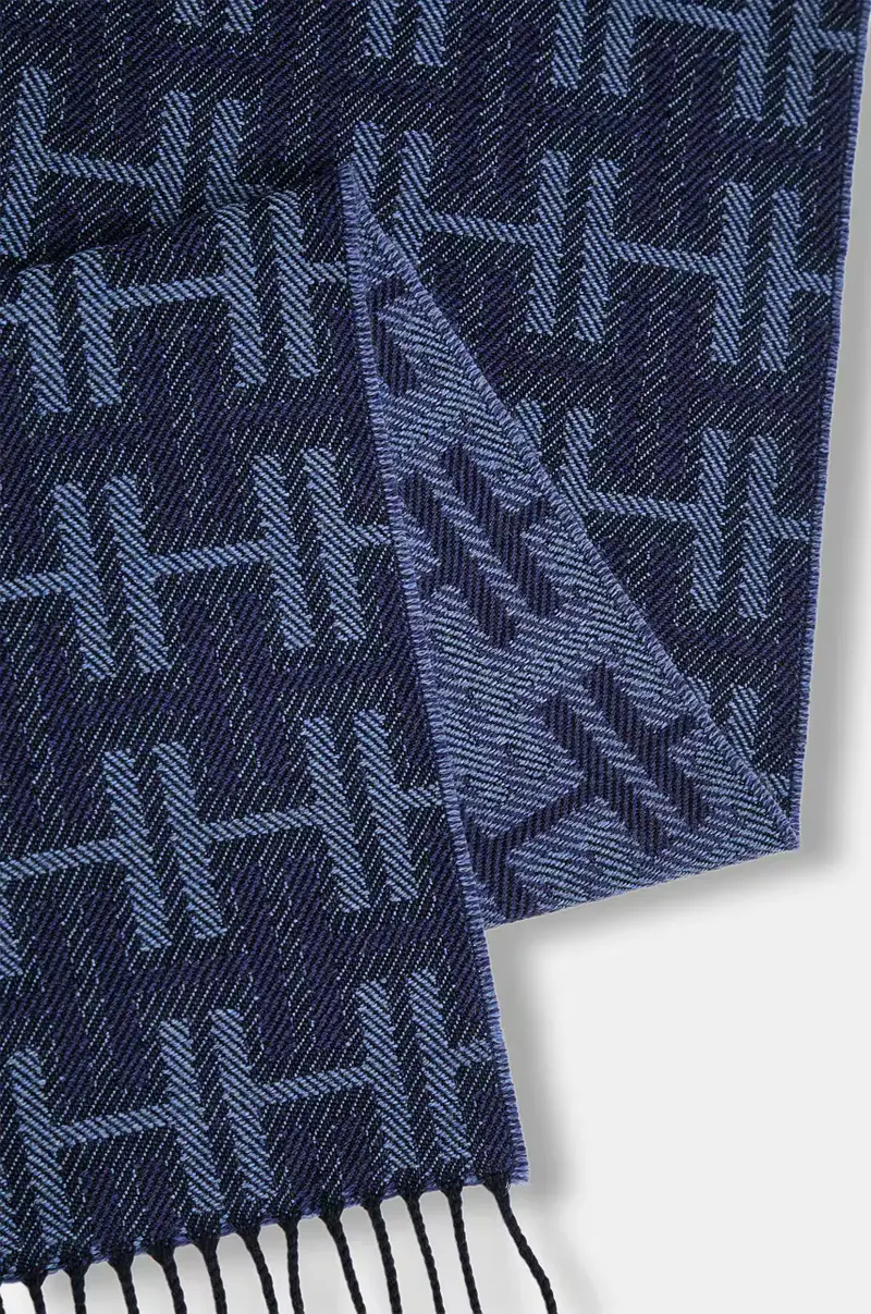 sciarpa in lana colore blu navy HM0400023 miniatura 3