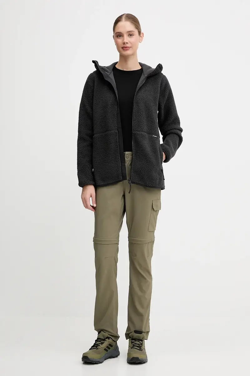 felpa in pile Funäs donna colore nero con cappuccio 607818 miniatura 2