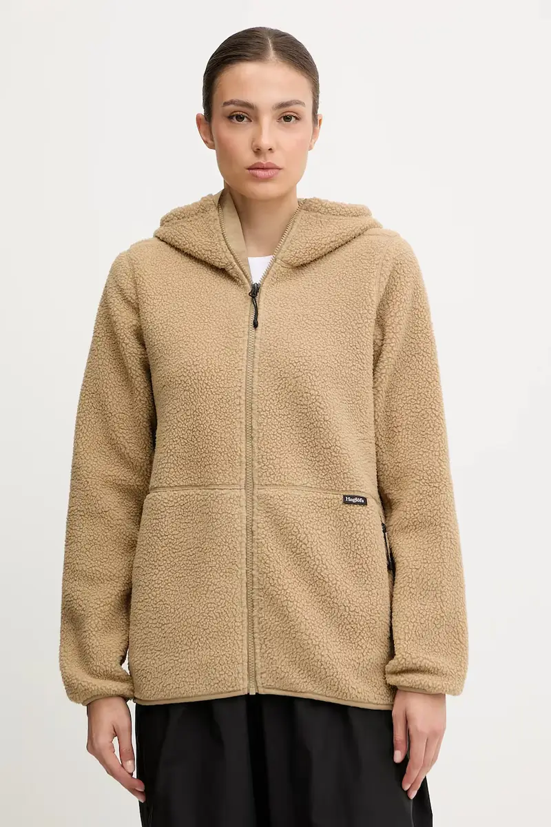 felpa in pile Funäs donna colore verde con cappuccio 607818