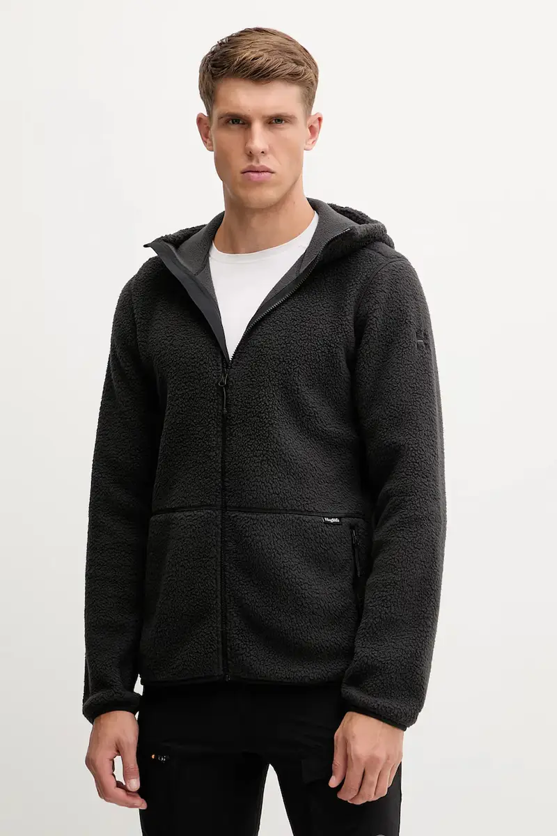 felpa in pile Funäs uomo colore nero con cappuccio 607817