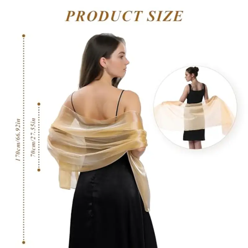 HAGOT Stola Elegante Donna Cerimonia, Per Sposa Damigella Cerimonia Matrimonio Serata, Champagne Gold miniatura 2