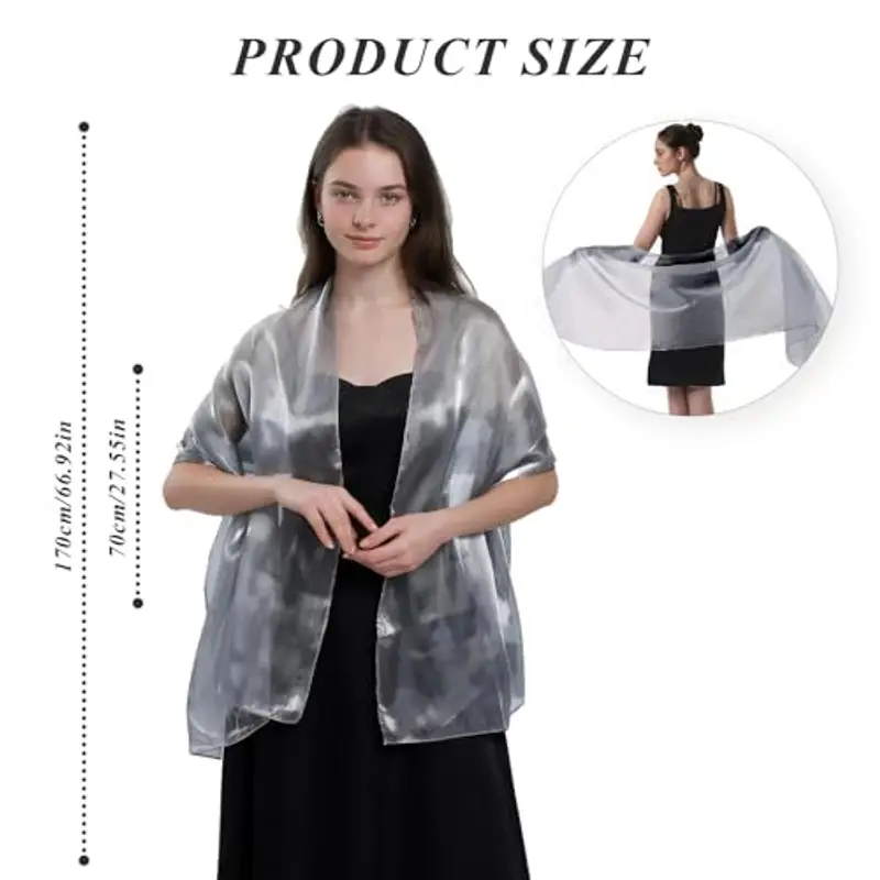 HAGOT Stola Elegante Donna Cerimonia, Per Sposa Damigella Cerimonia Matrimonio Serata, Grigio scuro miniatura 2