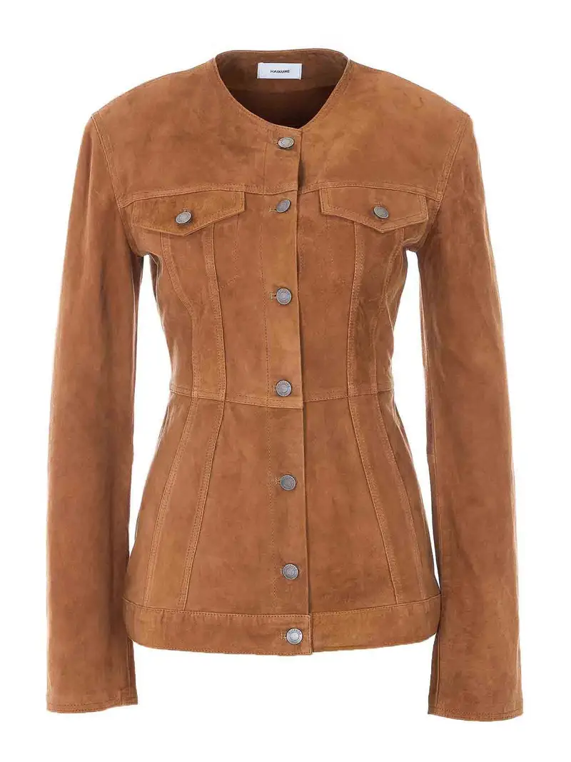 Giacca in pelle scamosciata Marrone