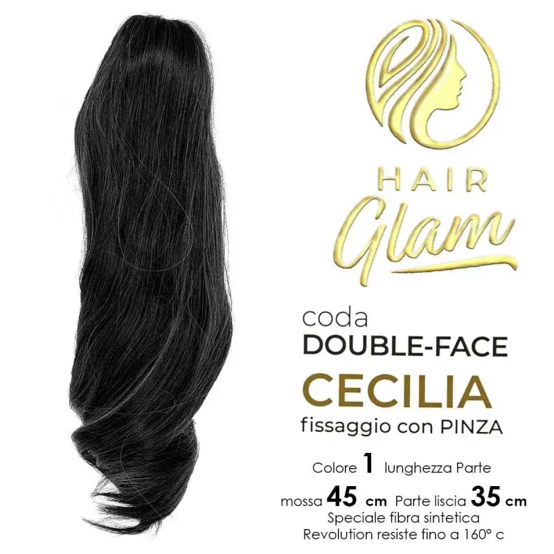 Coda Hair glam cecilia double face c/pinza fibra 1 Revolution