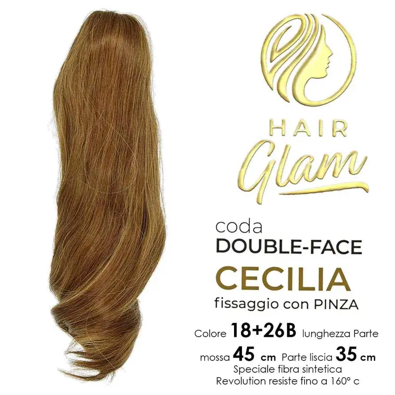 Coda Hair glam cecilia double face c/pinza fibra 18+26B Revolution