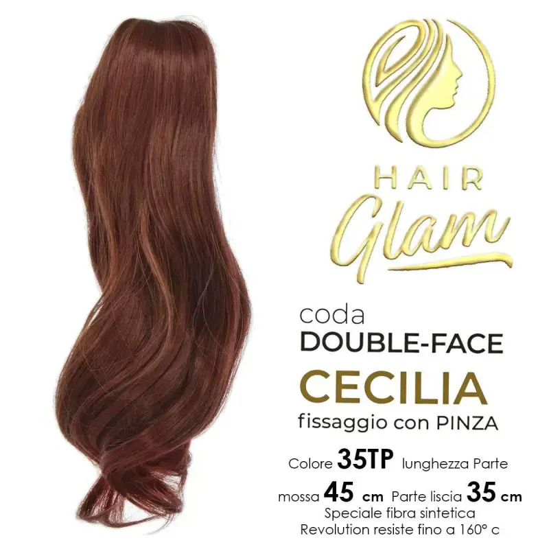Coda hair glam cecilia double-face c/pinza fibra 35TP revolution