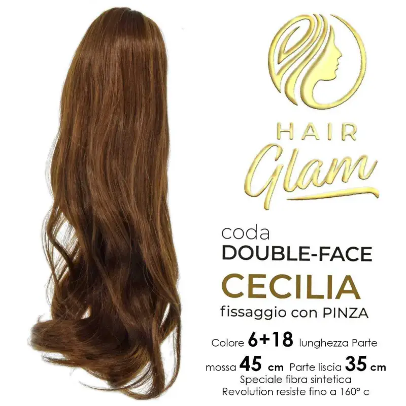Coda Hair glam cecilia double face c/pinza fibra 6+18 Revolution