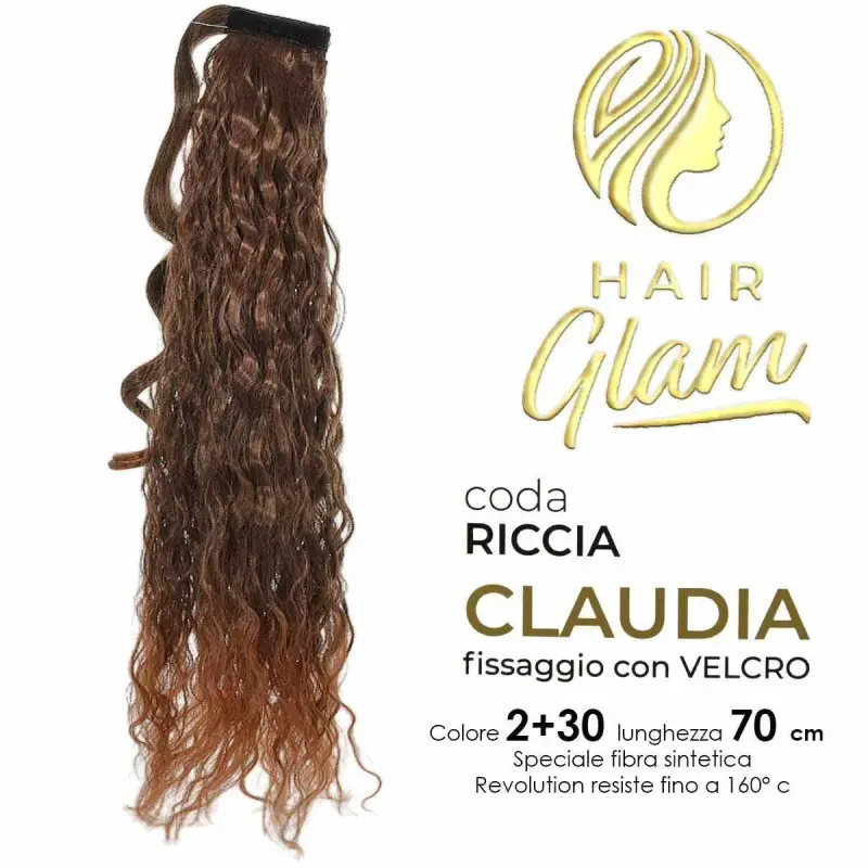 CODA HAIR GLAM CLAUDIA RICCIA C/VELCRO FIBRA REVOLUTION 2+30 70cm