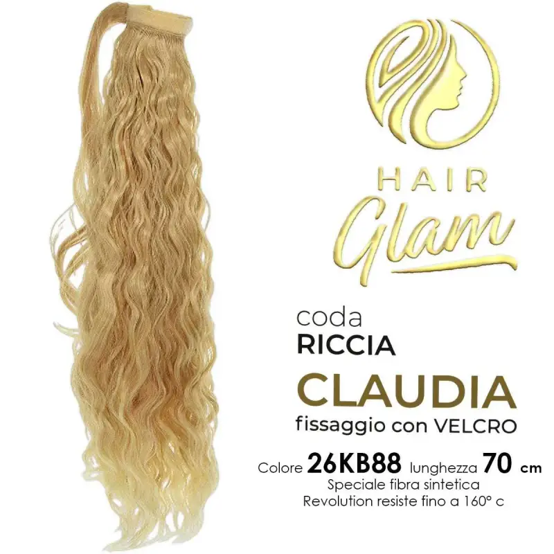 CODA HAIR GLAM CLAUDIA RICCIA C/VELCRO FIBRA REVOLUTION 26KB88 70cm