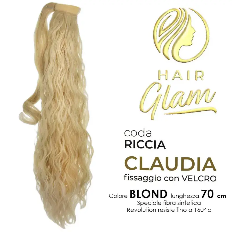 CODA HAIR GLAM CLAUDIA RICCIA C/VELCRO FIBRA REVOLUTION BLOND 70cm