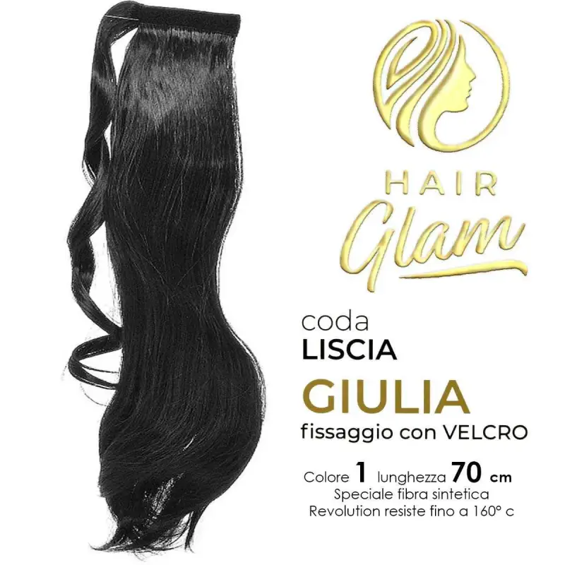 CODA HAIR GLAM GIULIA C/VELCRO FIBRA REVOLUTION 1 70cm