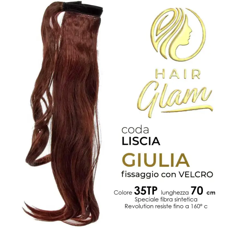 CODA HAIR GLAM GIULIA C/VELCRO FIBRA REVOLUTION 35TP 70cm