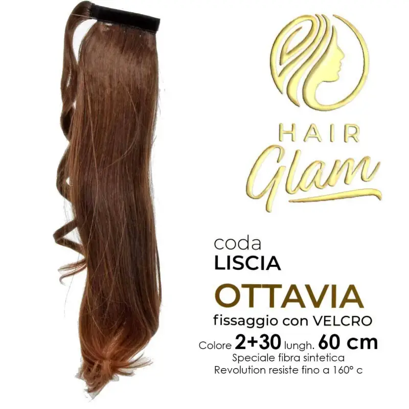 CODA HAIR GLAM OTTAVIA C/VELCRO FIBRA REVOLUTION Lung. 60 2+30 cm