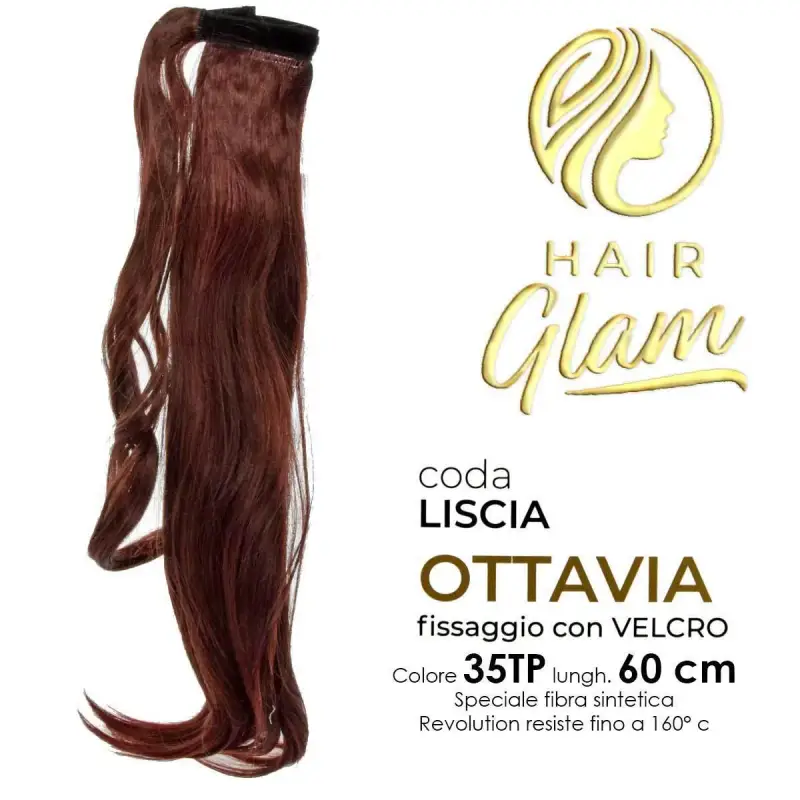 CODA HAIR GLAM OTTAVIA C/VELCRO FIBRA REVOLUTION Lung. 60 35TP cm