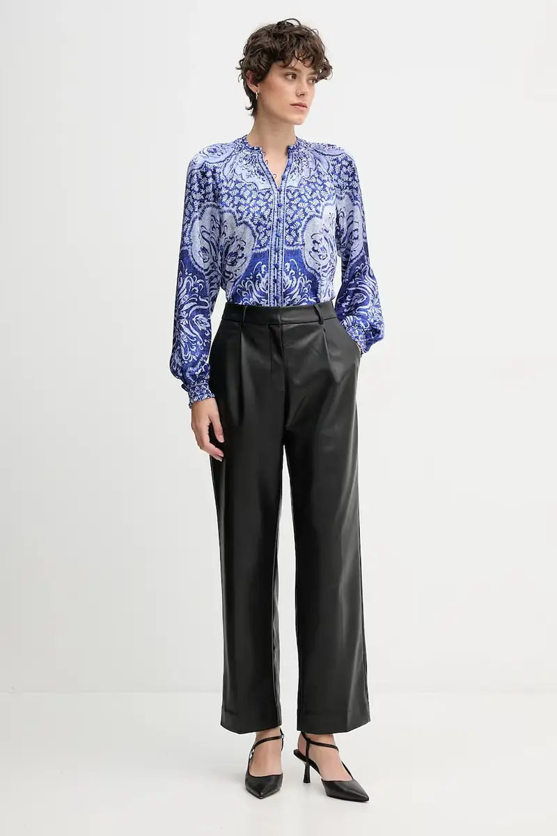 camicia in seta donna colore blu navy 57TL260A miniatura 2