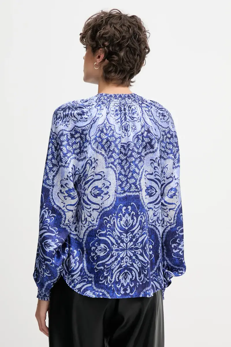 camicia in seta donna colore blu navy 57TL260A miniatura 3