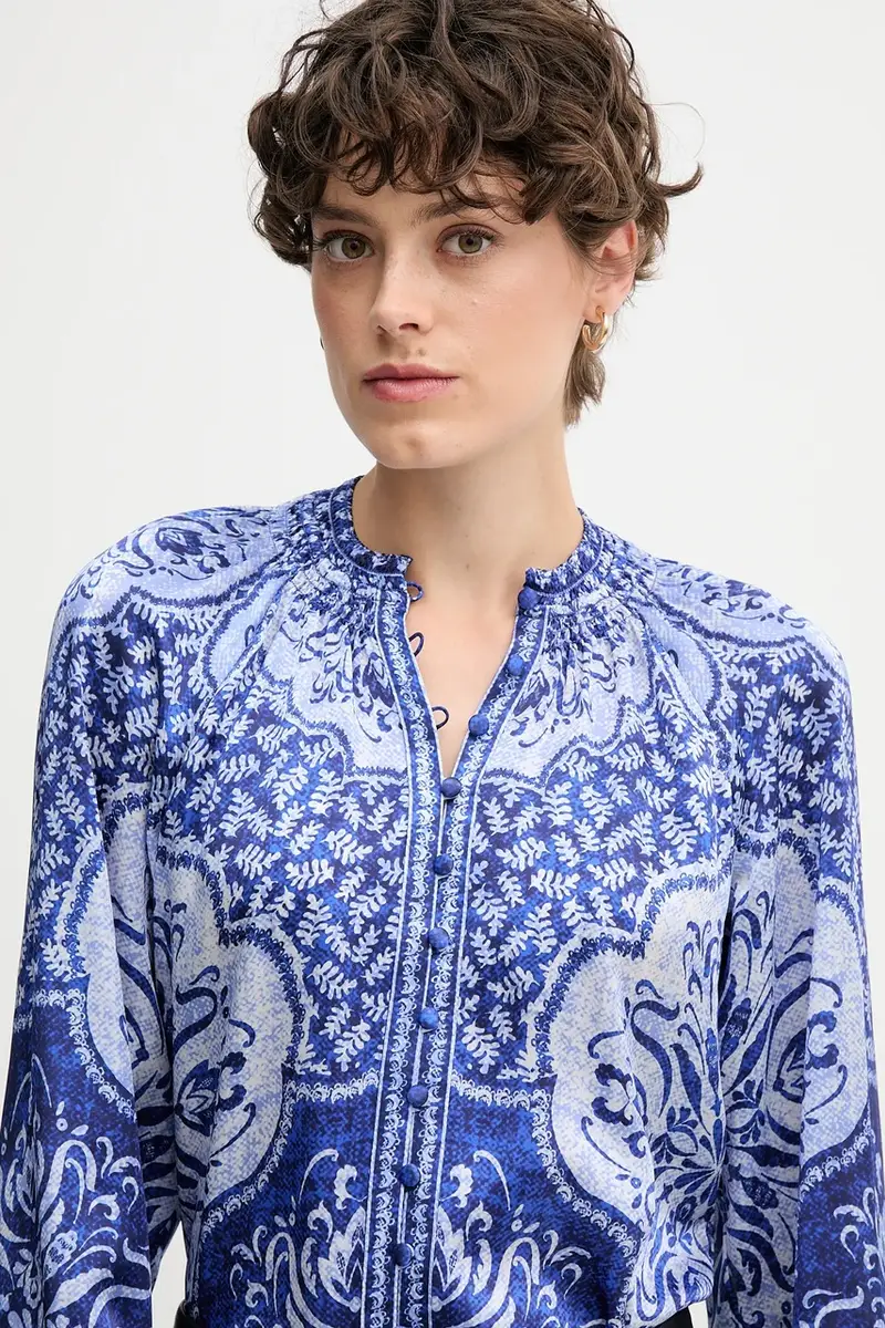 camicia in seta donna colore blu navy 57TL260A miniatura 4