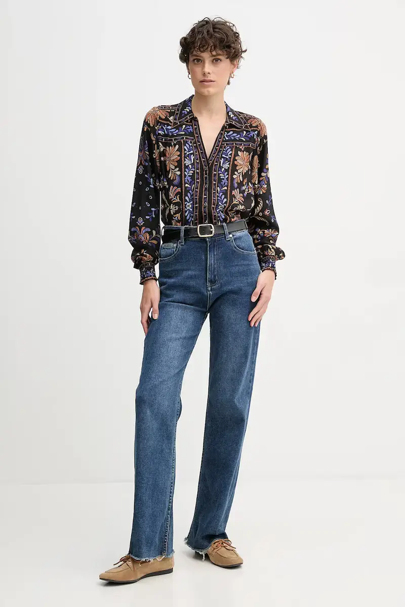 camicia in seta donna colore nero 57HC220A miniatura 2