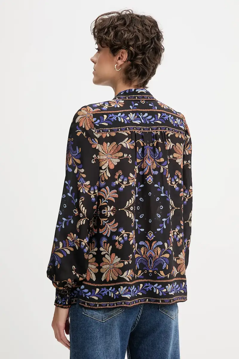 camicia in seta donna colore nero 57HC220A miniatura 3