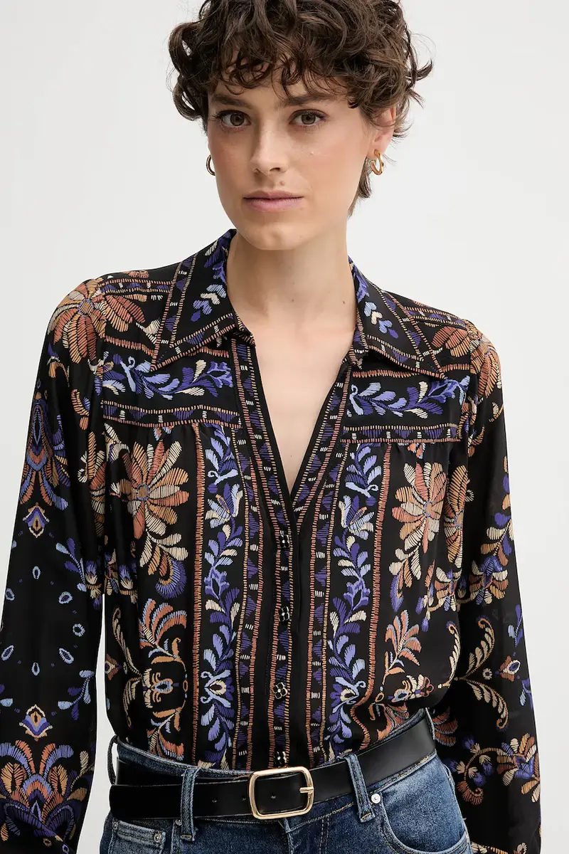 camicia in seta donna colore nero 57HC220A miniatura 4