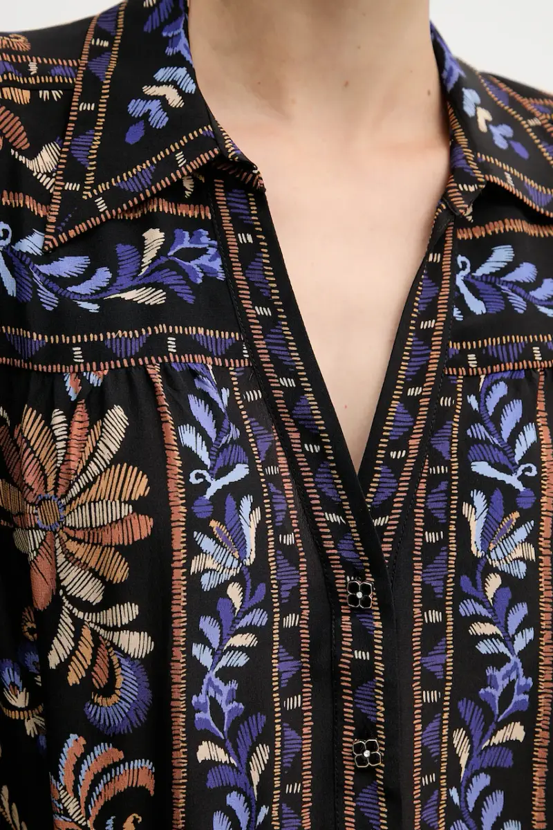 camicia in seta donna colore nero 57HC220A miniatura 5