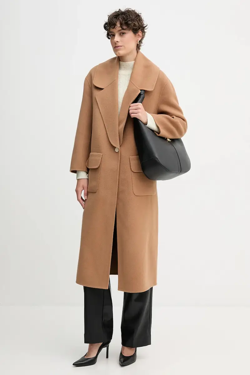 cappotto in lana colore marrone 58MC742A miniatura 2