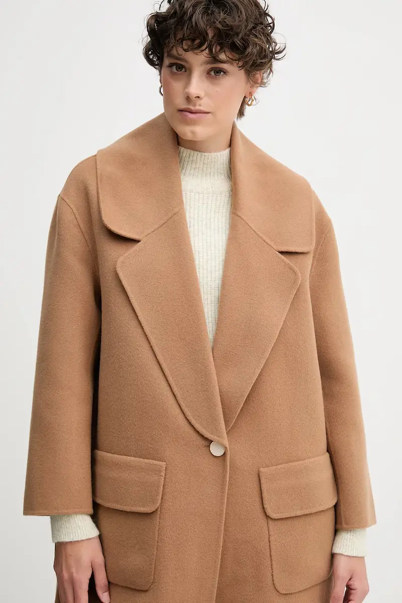 cappotto in lana colore marrone 58MC742A miniatura 4